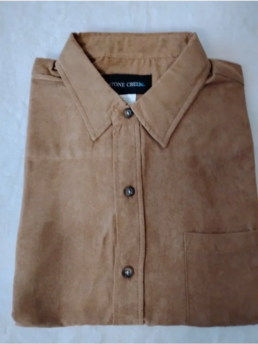 New Vintage Stone Creek Mens Button-Down Shirt Faux Suede Cowboy Size L Pocket
